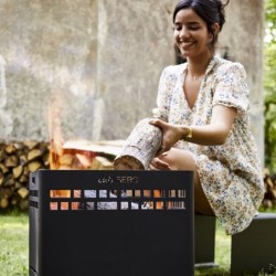 Brasero Kubik  2-en-1 – Chauffage extérieur & tabouret design