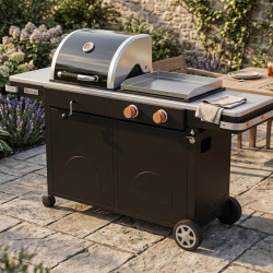 Barbecue à charbon et plancha gaz Bi-Energy L