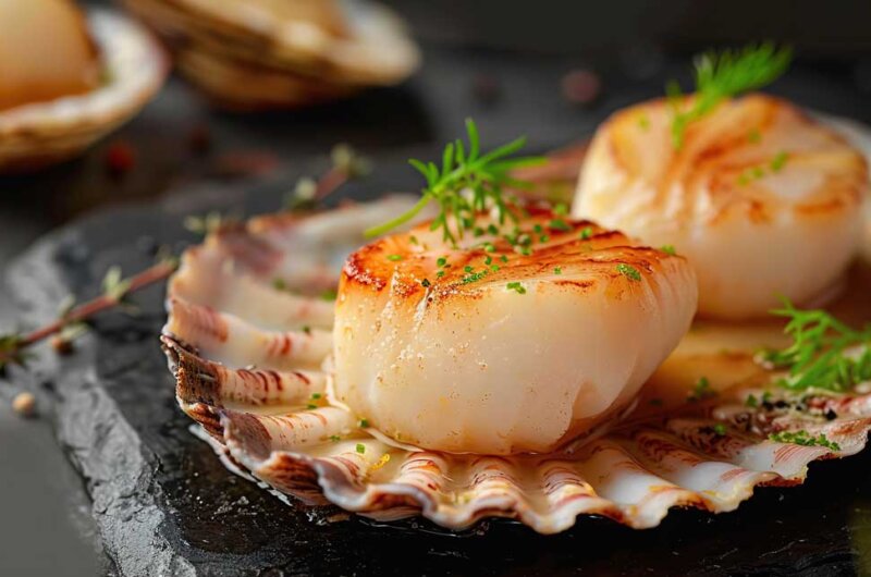 Saint-Jacques et fondue de poireaux à la plancha